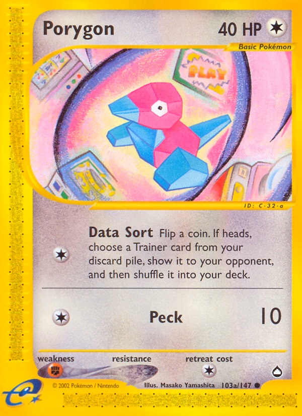 Porygon Pokemon card (103/147, Aquapolis)