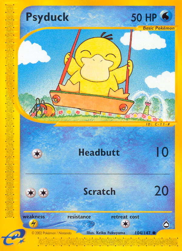 Psyduck Pokemon card (104/147, Aquapolis)