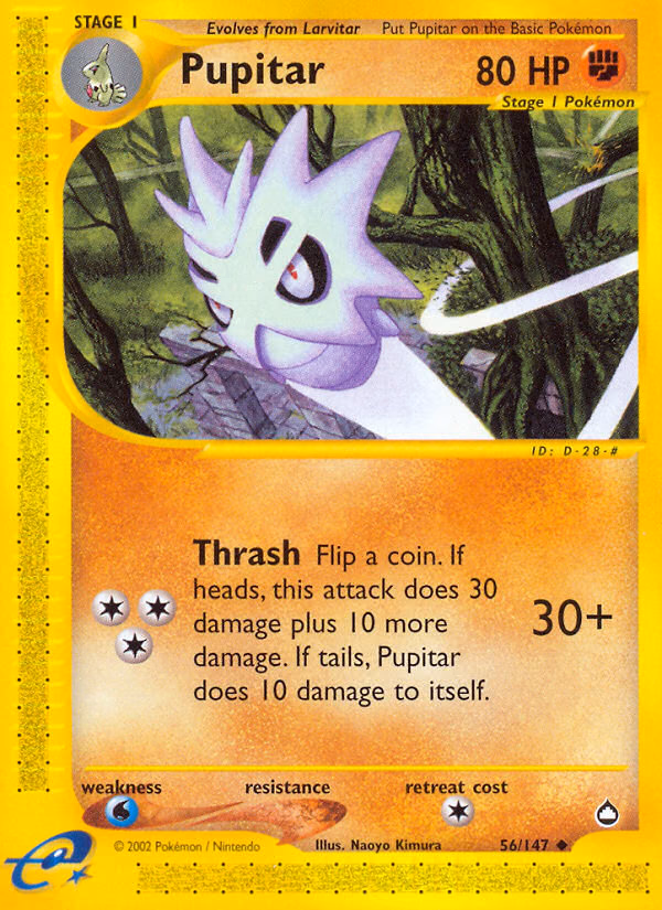 Pupitar Pokemon card (56/147, Aquapolis)
