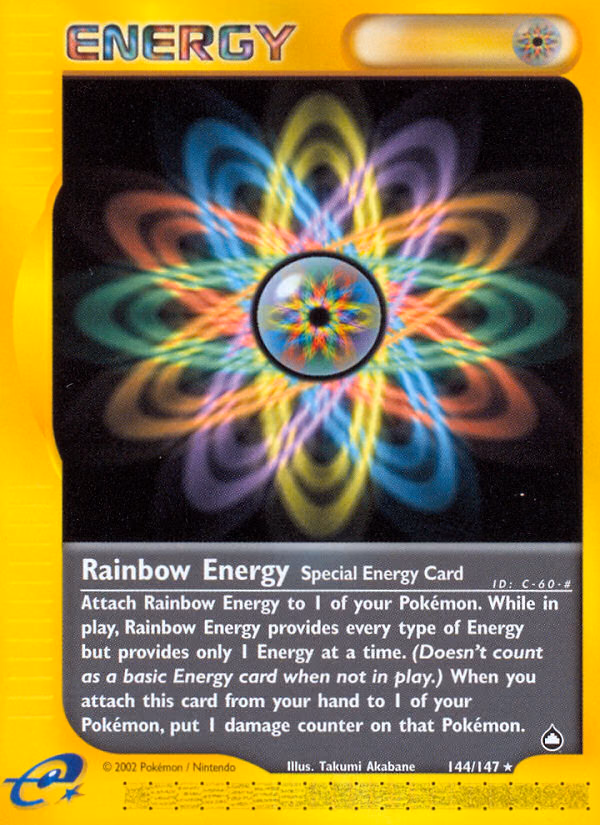 Rainbow Energy Pokemon card (144/147, Aquapolis)