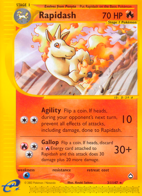 Rapidash Pokemon card (31/147, Aquapolis)