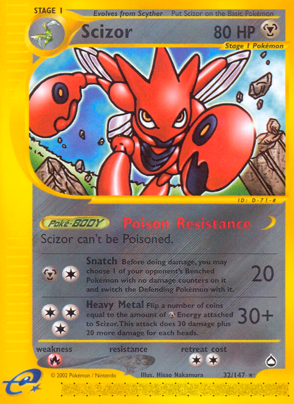 Scizor Pokemon card (32/147, Aquapolis)