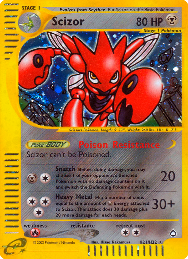 Scizor Pokemon card (H21/H32, Aquapolis)