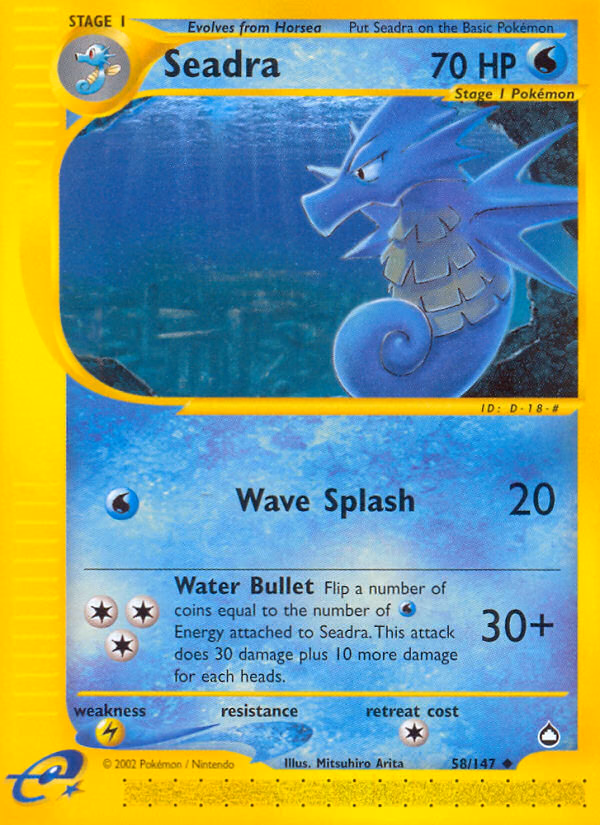 Seadra Pokemon card (58/147, Aquapolis)
