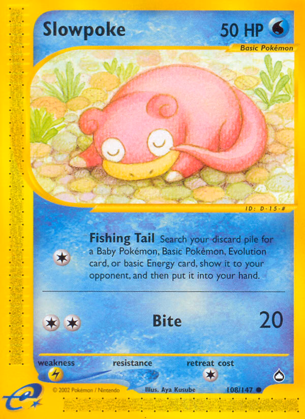 Slowpoke Pokemon card (108/147, Aquapolis)