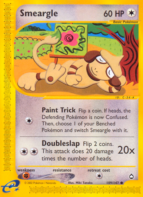 Smeargle Pokemon card (109/147, Aquapolis)