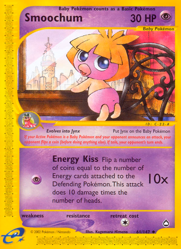 Smoochum Pokemon card (61/147, Aquapolis)