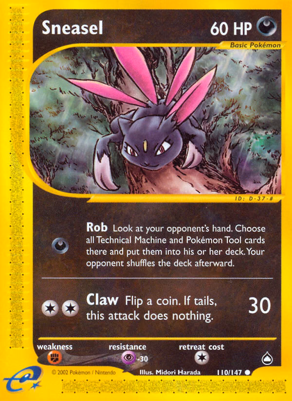 Sneasel Pokemon card (110/147, Aquapolis)
