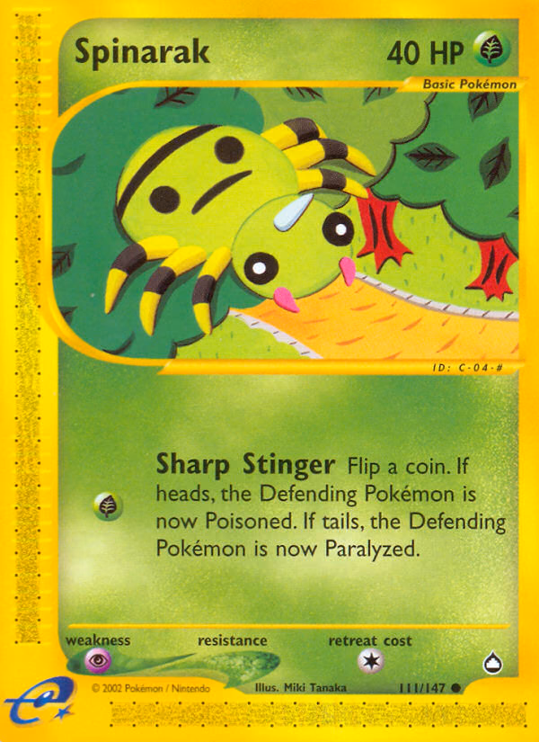 Spinarak Pokemon card (111/147, Aquapolis)