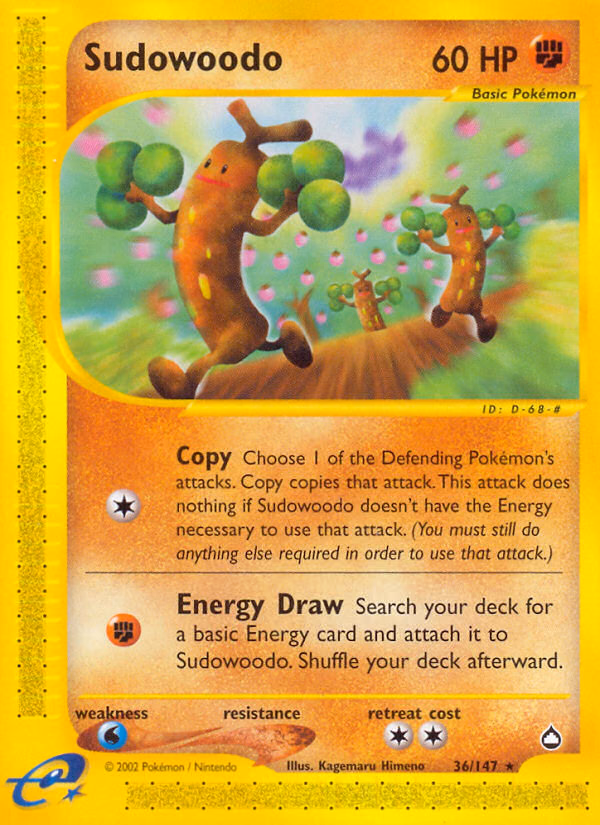 Sudowoodo Pokemon card (36/147, Aquapolis)