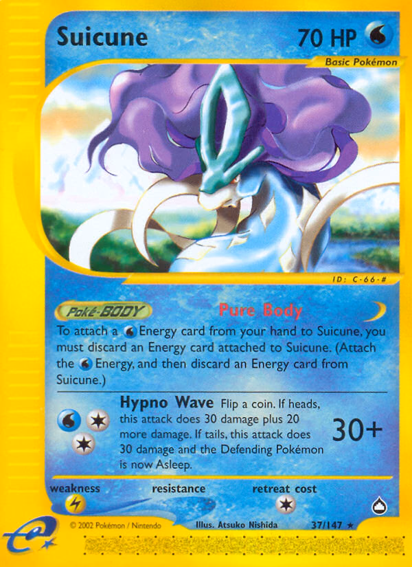 Suicune Pokemon card (37/147, Aquapolis)