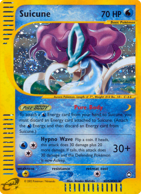 Suicune Pokemon card (H25/H32, Aquapolis)