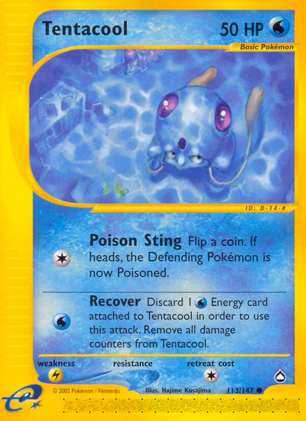 Tentacool Pokemon card (113/147, Aquapolis)