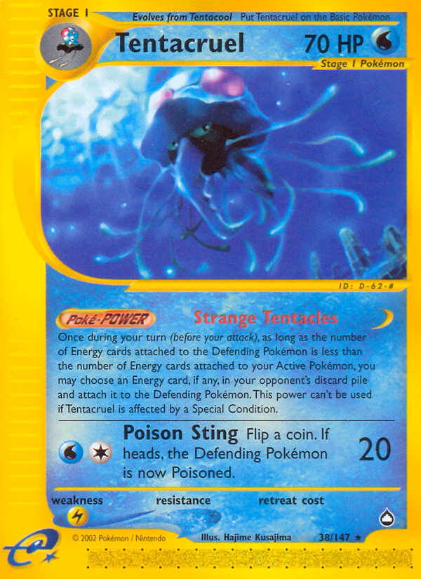 Tentacruel Pokemon card (38/147, Aquapolis)