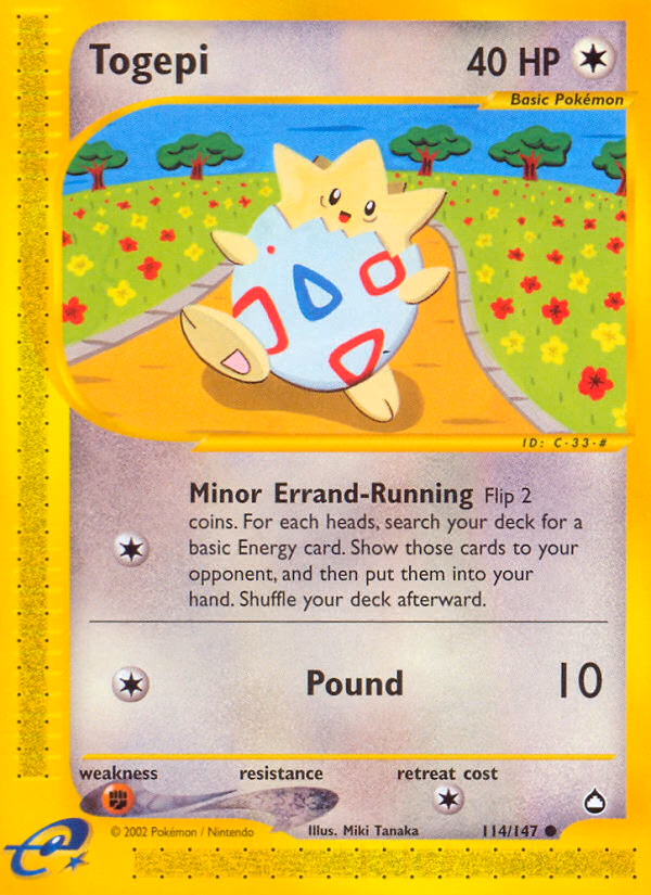 Togepi Pokemon card (114/147, Aquapolis)