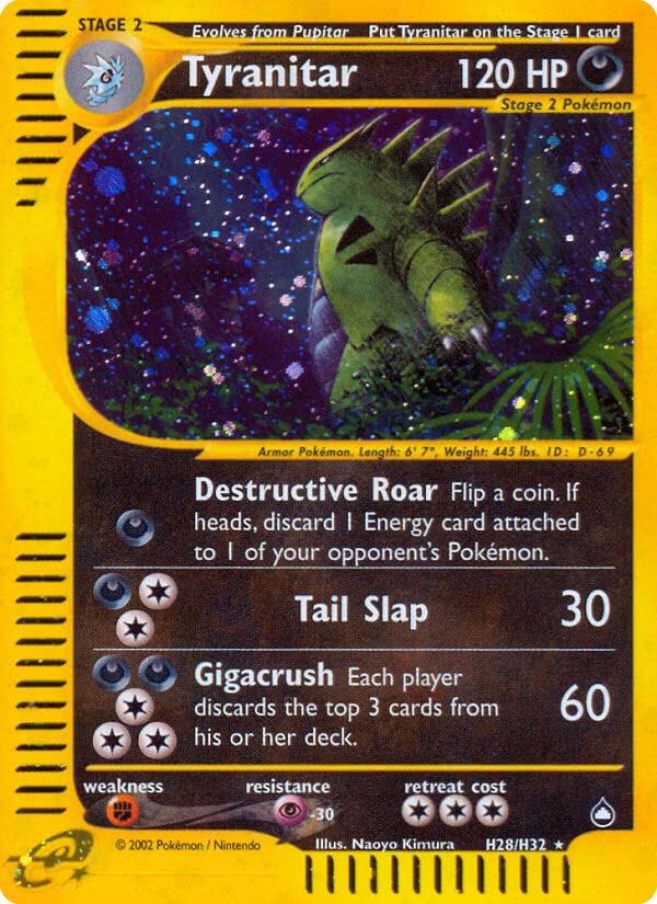 Tyranitar Pokemon card (H28/H32, Aquapolis)