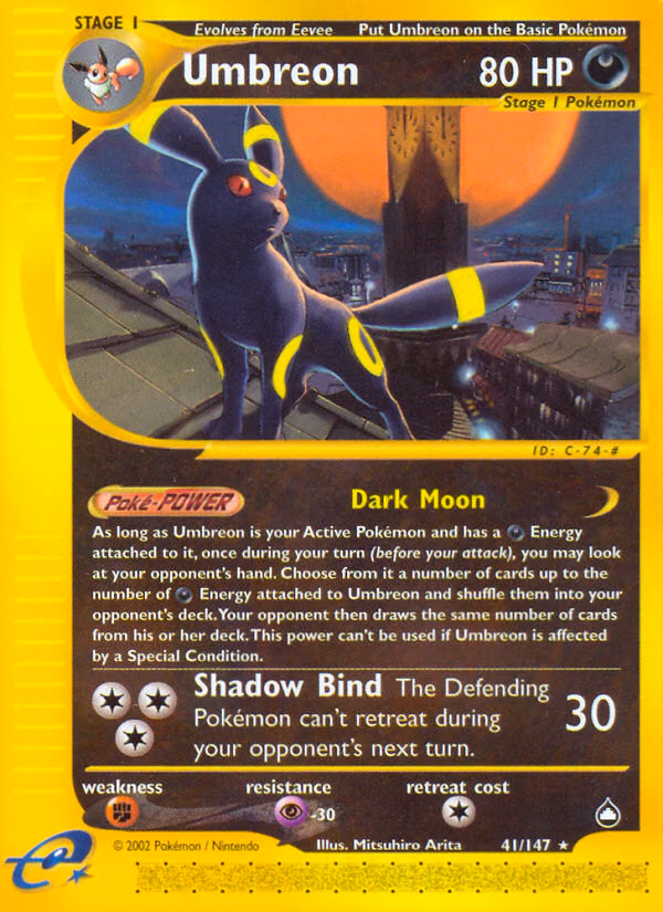 Umbreon Pokemon card (41/147, Aquapolis)