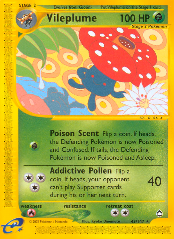 Vileplume Pokemon card (43/147, Aquapolis)