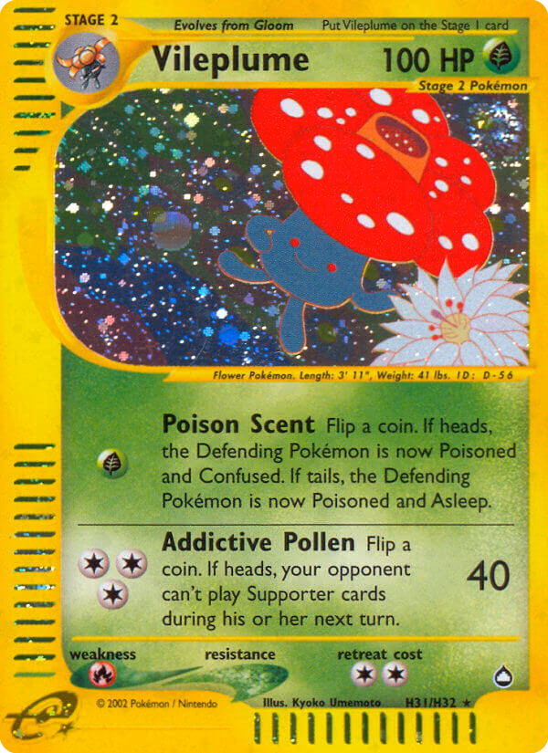 Vileplume Pokemon card (H31/H32, Aquapolis)