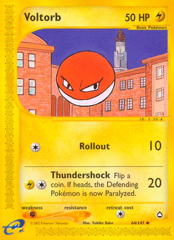 Voltorb Pokemon card (64/147, Aquapolis)