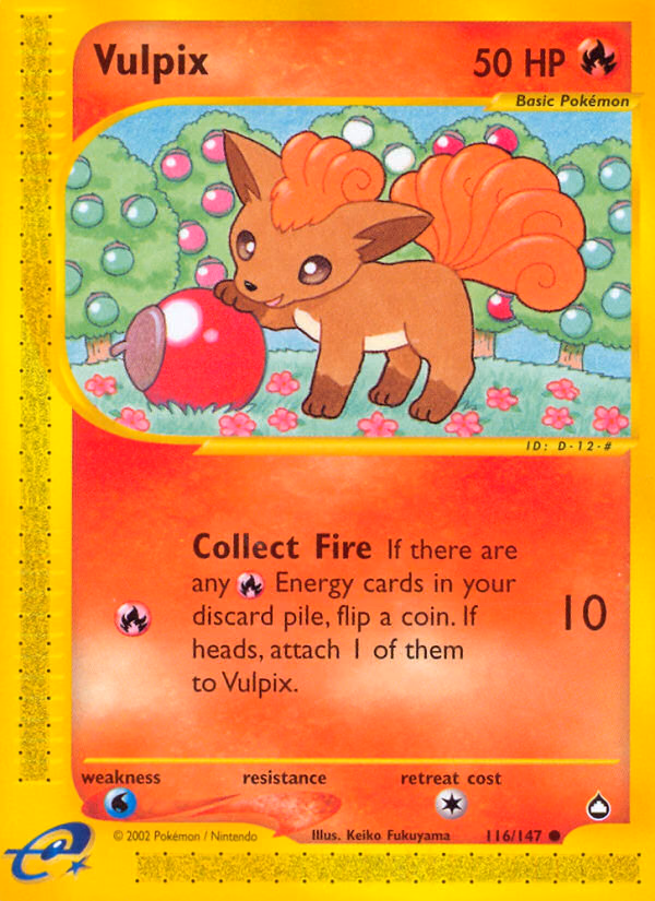 Vulpix Pokemon card (116/147, Aquapolis)