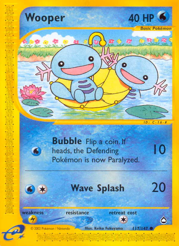 Wooper Pokemon card (117/147, Aquapolis)