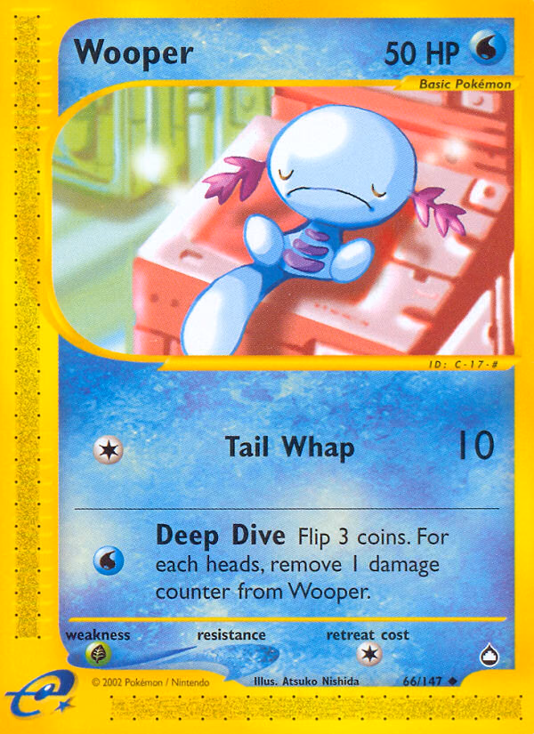 Wooper Pokemon card (66/147, Aquapolis)