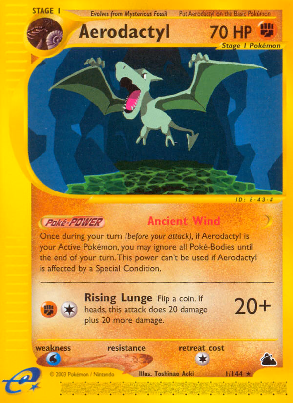 Aerodactyl Pokemon card (1/144, Skyridge)