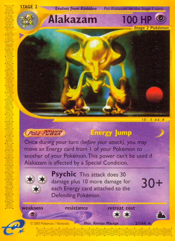 Alakazam Pokemon card (2/144, Skyridge)