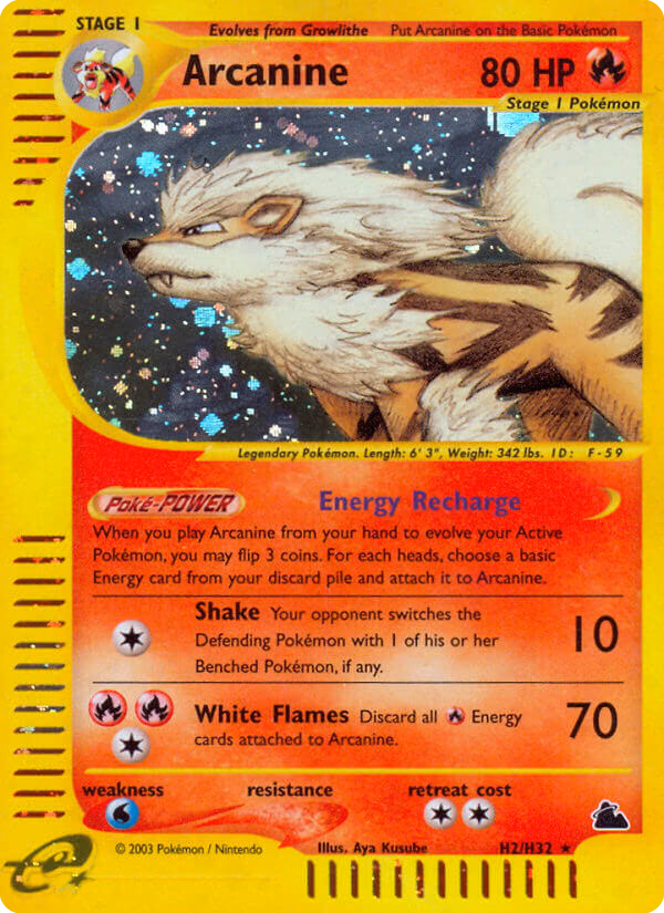 Arcanine Pokemon card (H2/H32, Skyridge)