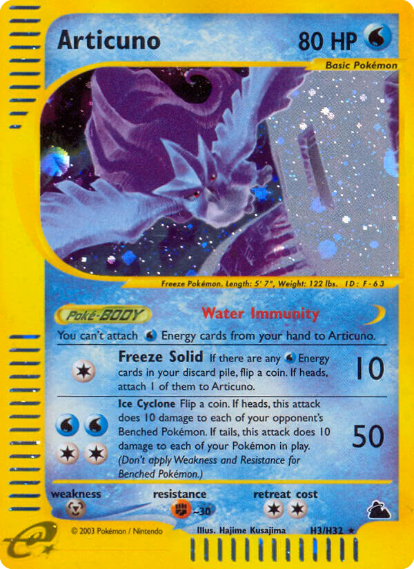 Articuno Pokemon card (H3/H32, Skyridge)