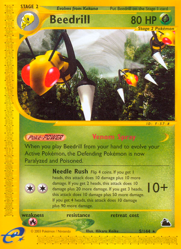 Beedrill Pokemon card (5/144, Skyridge)
