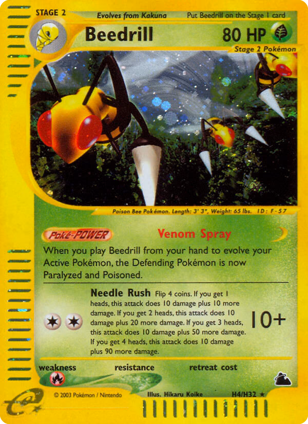 Beedrill Pokemon card (H4/H32, Skyridge)