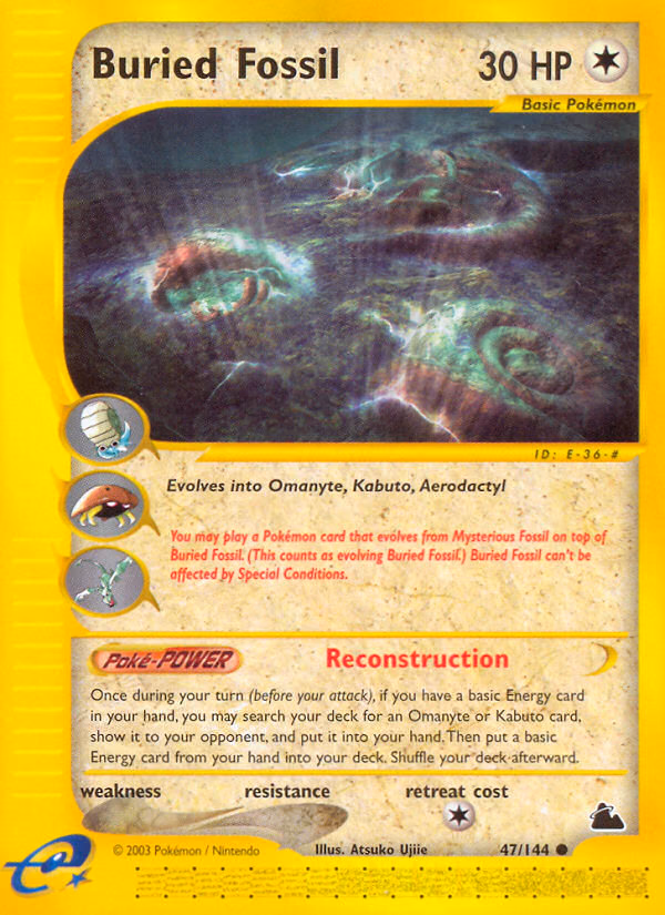 Buried Fossil Pokemon card (47/144, Skyridge)