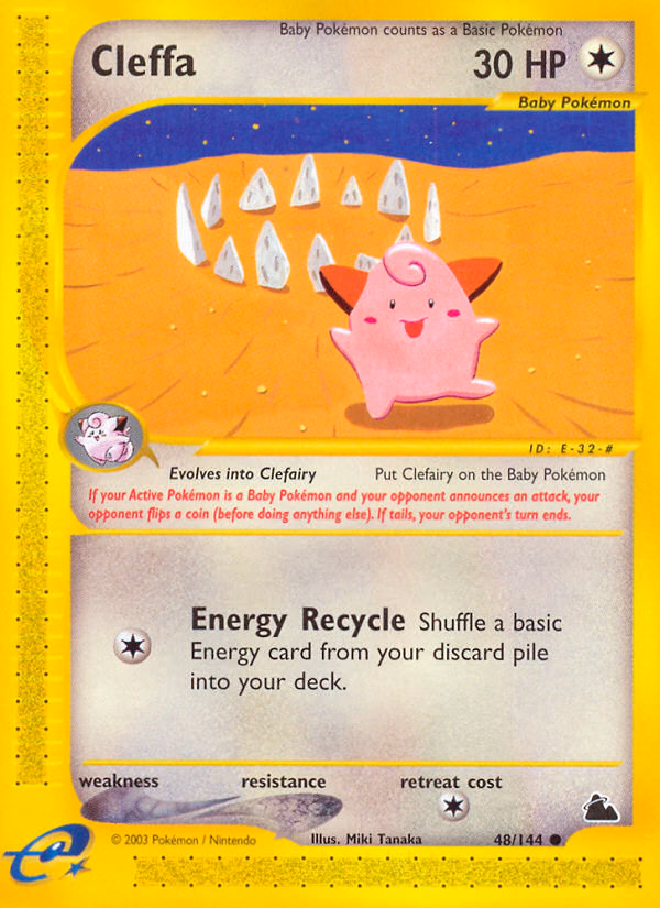 Cleffa Pokemon card (48/144, Skyridge)