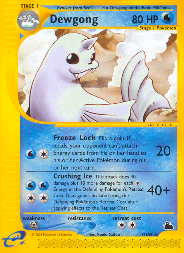 Dewgong Pokemon card (7/144, Skyridge)