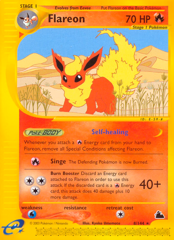 Flareon Pokemon card (8/144, Skyridge)