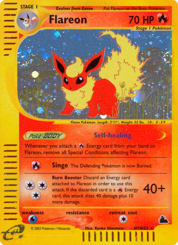 Flareon Pokemon card (H7/H32, Skyridge)