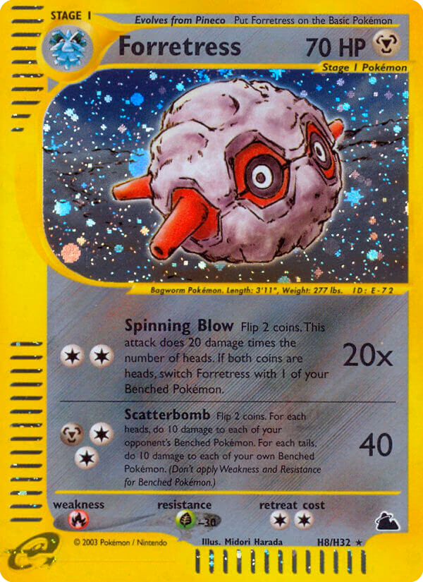 Forretress Pokemon card (H8/H32, Skyridge)