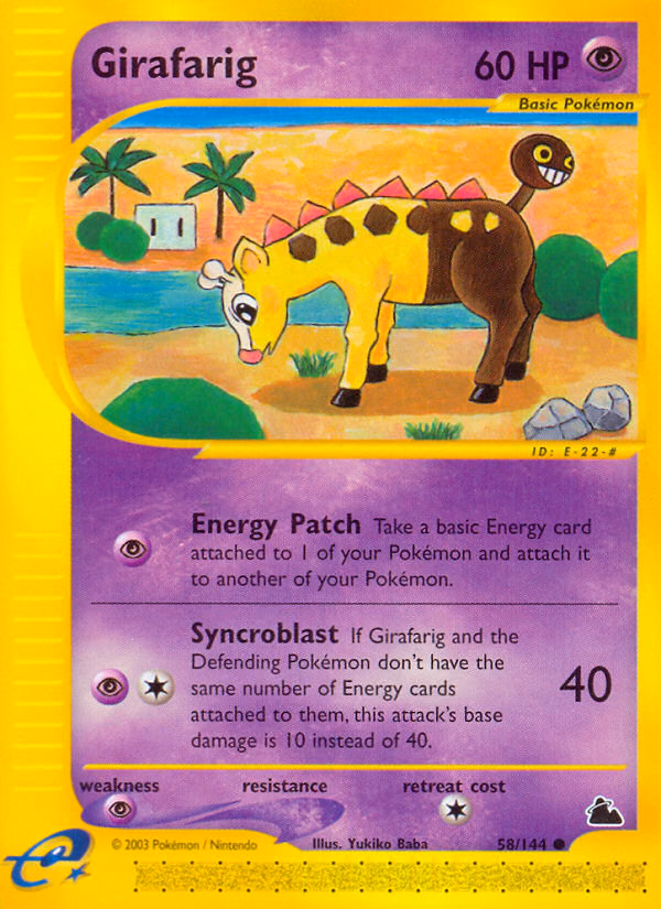 Girafarig Pokemon card (58/144, Skyridge)