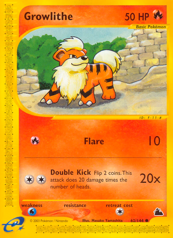 Growlithe Pokemon card (62/144, Skyridge)