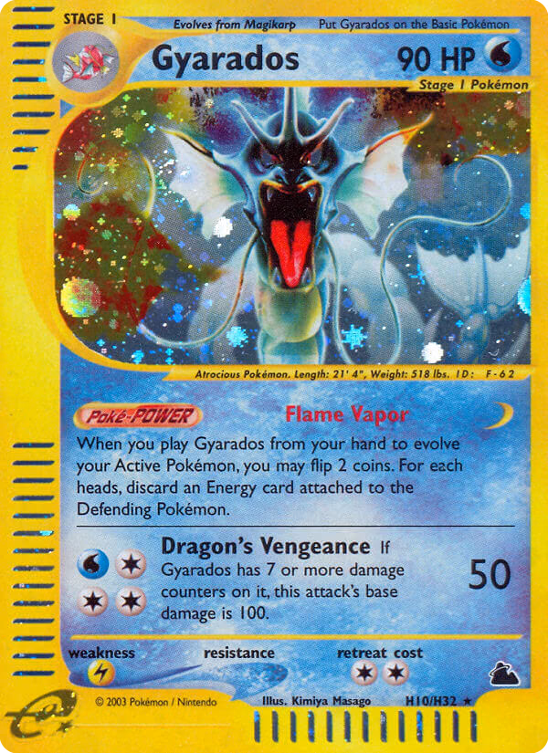 Gyarados Pokemon card (H10/H32, Skyridge)