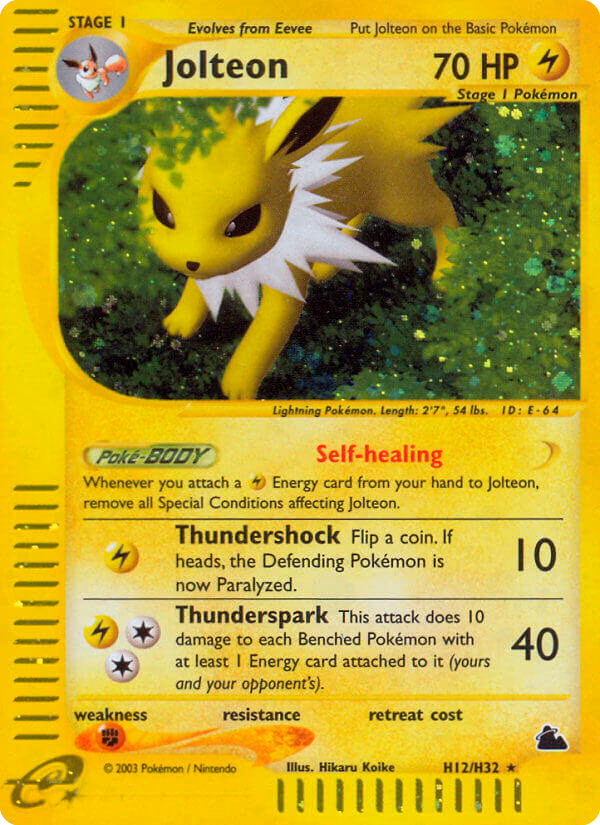 Jolteon Pokemon card (H12/H32, Skyridge)