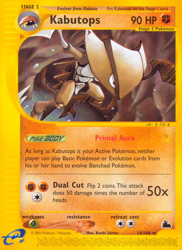 Kabutops Pokemon card (14/144, Skyridge)