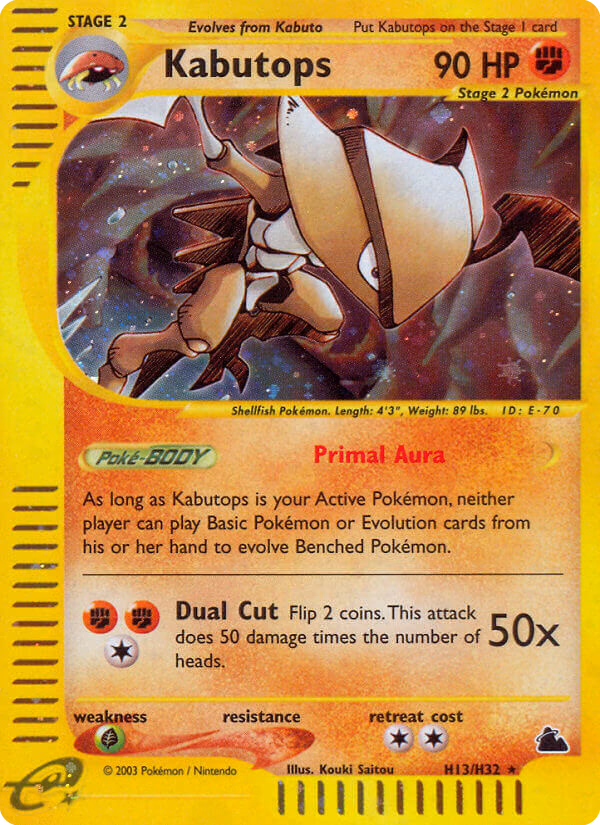 Kabutops Pokemon card (H13/H32, Skyridge)