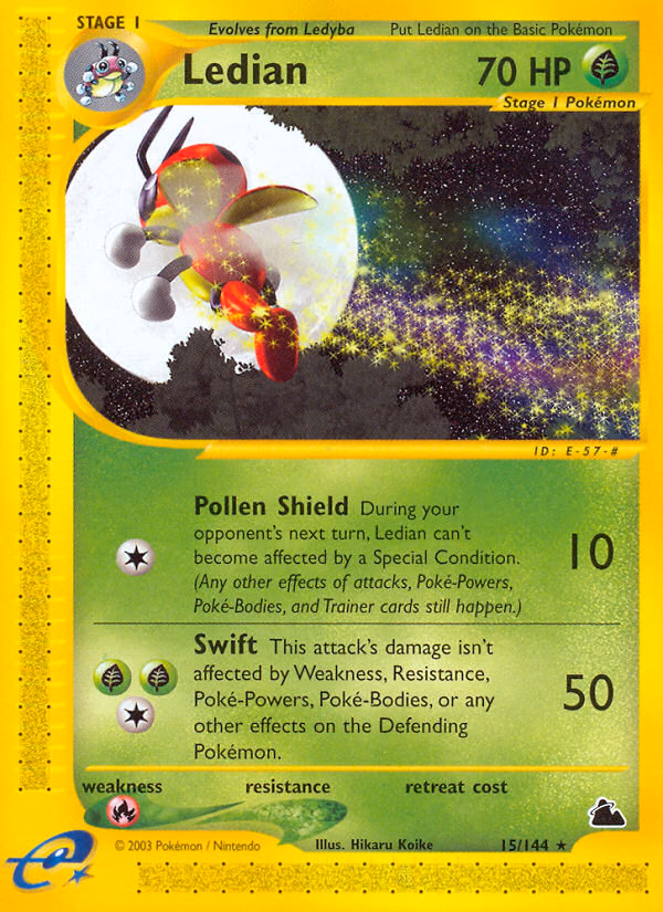 Ledian Pokemon card (15/144, Skyridge)