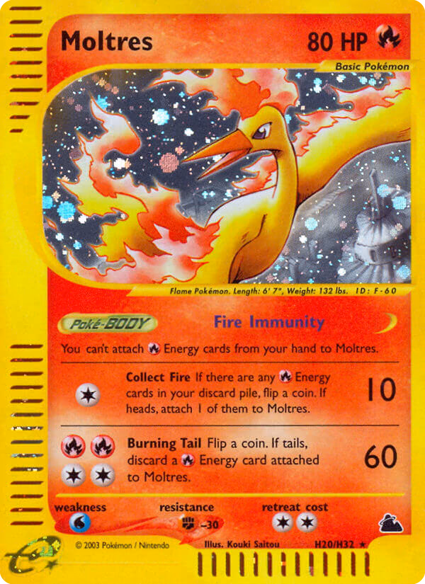Moltres Pokemon card (H20/H32, Skyridge)