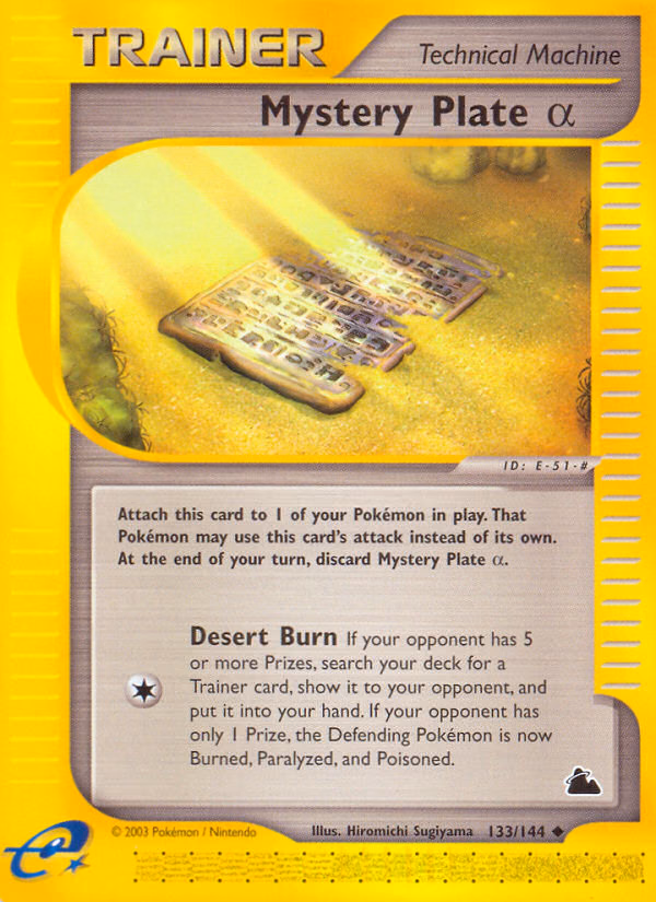 Mystery Plate α Pokemon card (133/144, Skyridge)
