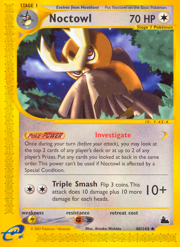 Noctowl Pokemon card (40/144, Skyridge)