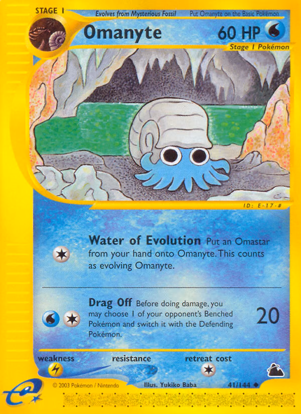 Omanyte Pokemon card (41/144, Skyridge)
